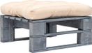 vidaXL Tuinhocker met zandkleurig kussen pallet hout grijs