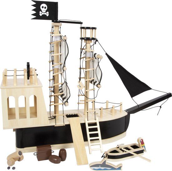 Small Foot - Houten Piratenboot - 77 x 58 x 18 cm - Multi kleuren