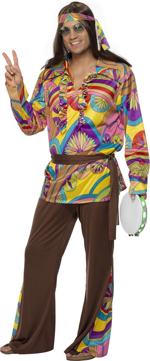 60s Groovy - Psychedelic Hippie Man Costume - Red - Polyester - EAN: 5020570699409