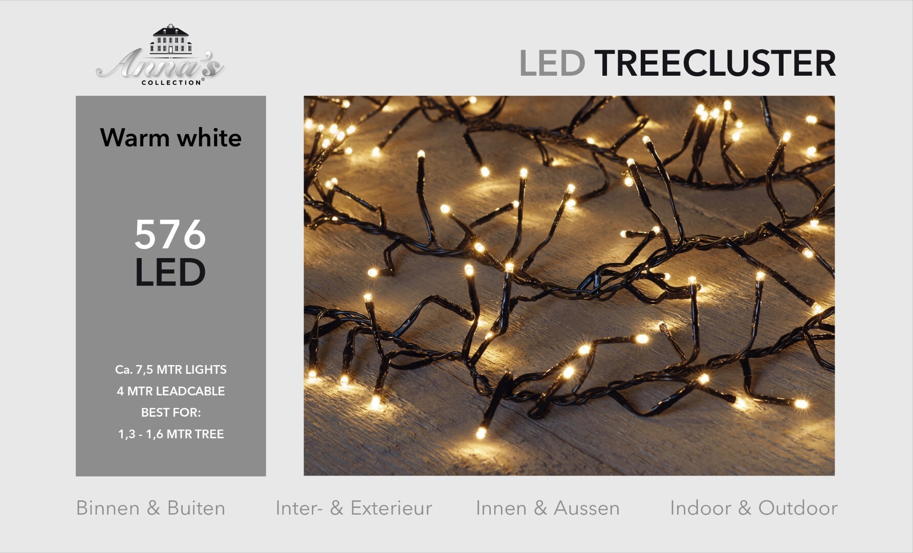 Anna's Collection 1,3-1,6m treecluster 7,5m/576led warm wit