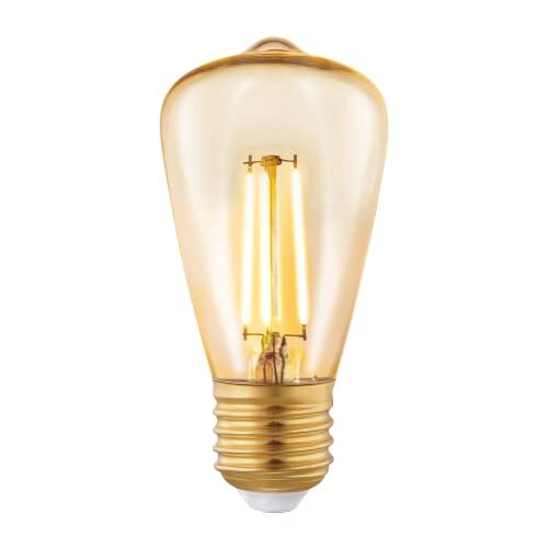 EGLO E27 LED-lamp dimbaar in fasen, retro gloeilamp om te dimmen met lichtschakelaar, 3,5 watt, Amber Vintage lamp kolf warm wit, 2200k, Edison gloeilamp ST48, Ø 4,8 cm