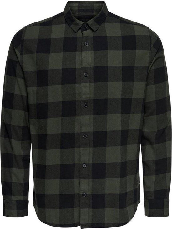 ONLY & SONS ONSGUDMUND Checked Shirt - Forest Night - Men's XS