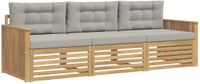 vidaXL Banc 3 pièces Blanc et Gris Clair Acacia Massif Bois