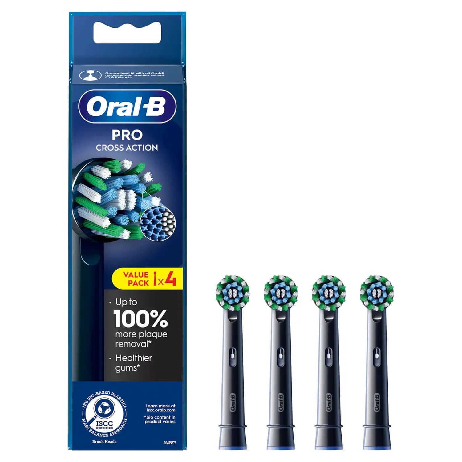 Oral-B CrossAction Opzetborstels - Zwart - 4 Stuks