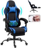 Merkloos / Sans marque Delman Ergonomische Gamingstoel met Massagefunctie – Blauw, Stof