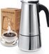Godmorn Machine à expresso en acier inoxydable, 450ml, 6/9 tasses, Induction