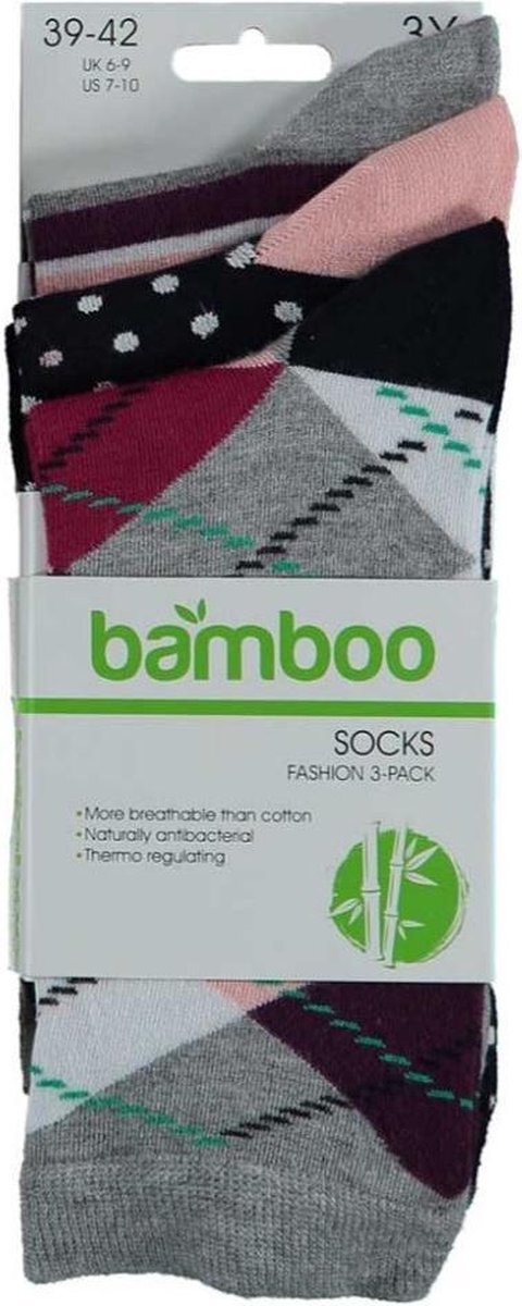 Apollo Sokken Fashion Bamboo Dames Bamboe Argyle 3-pack Mt 39/42