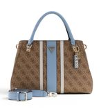 GUESS Noelle II Luxury Satchel Handtas Schoudertas Latte Logo / Light Blue