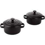 SILVERCREST Kleine ovenschaaltjes met deksel, 2 stuks (Zwart)