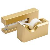 JAM PAPER Office & Desk Sets - 1 Stapler & 1 Tape Dispenser - Gold - 2/Pack