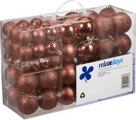 Relaxdays Kerstballen - set van 100 - bruin