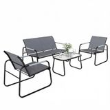 Outsunny Tuinbankstel - Staal, Texteline - Grijs
