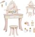 Aiyaplay Table de toilette pour enfants avec tabouret et accessoires - Rose