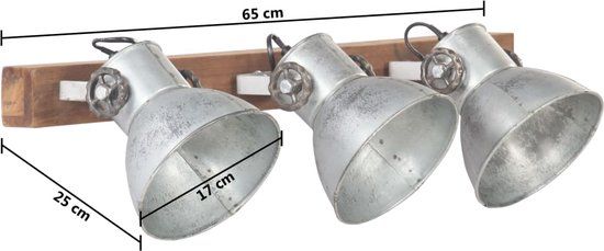 Prolenta Premium Wandlamp Industrieel - Zilver - E27 - 65x25 cm - Met Dimfunctie