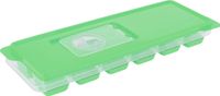 Excellent Houseware ijsklontjes tray - ijsblokjes vormpjes - 12 vakjes - kunststof - groen - met afsluitdeksel