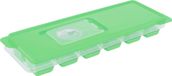 Excellent Houseware ijsklontjes tray - ijsblokjes vormpjes - 12 vakjes - kunststof - groen - met afsluitdeksel