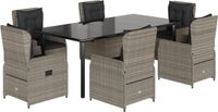 vidaXL Ensemble de jardin 7 pièces avec coussins, gris clair, polyrotin