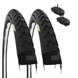 2 banden 26 x 1 1/2 (40-584) + Schrader-ventiel, rubberen banden voor fiets, vintage, Nederland, straatfiets, 26 inch (66 cm)