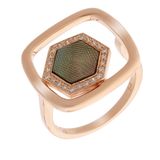 Orphelia ZR-7372/58 - Ring Zeshoek - Zilver 925 Rosékleurig - Parelmoer / Zirkonia - Maat 58