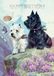 Madame Treacle Carnet B6 avec détails en cuivre, thème : Anniversaire, image : 2 Scottish Terriers
