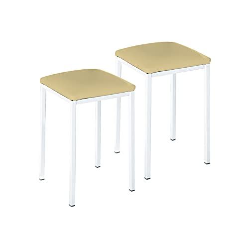 ASTIMESA Keukenkrukken - Vierkant - Kunstleer - Beige - Set van 2
