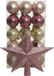 Bellatio Decorations Kaemingk B.V. Kerstballen 30x st - roze/champagne- 6 cm -met ster piek oudroze- kunststof