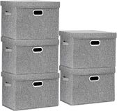 Merkloos Opbergdoos met Deksel - Set van 5 - 35L - Grijs