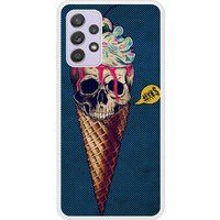 Icecat Bedrukt siliconen hoesje compatibel met Galaxy A52 Ice cream skull blue