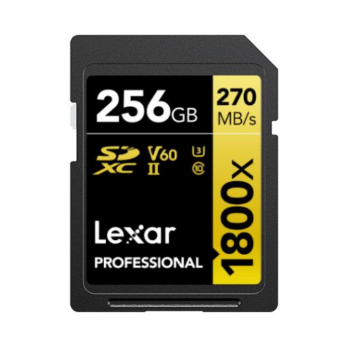 Lexar Professional Gold 256GB SDXC UHS-II V60 Memory Card - 270MB/s Read, 180MB/s Write