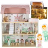 LULILO Maisonnette en bois pour poupées Peonio 70 cm, LED rose