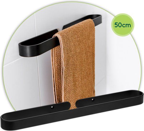 XIVADA Handdoekrek Zwart - RVS - 50 CM