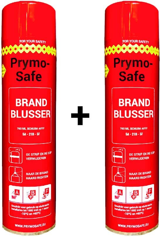 Prymosafe 2x Universele spray-blusser inhoud 760 ml 1 Brandblusser voor alle meest voorkomende beginnende branden