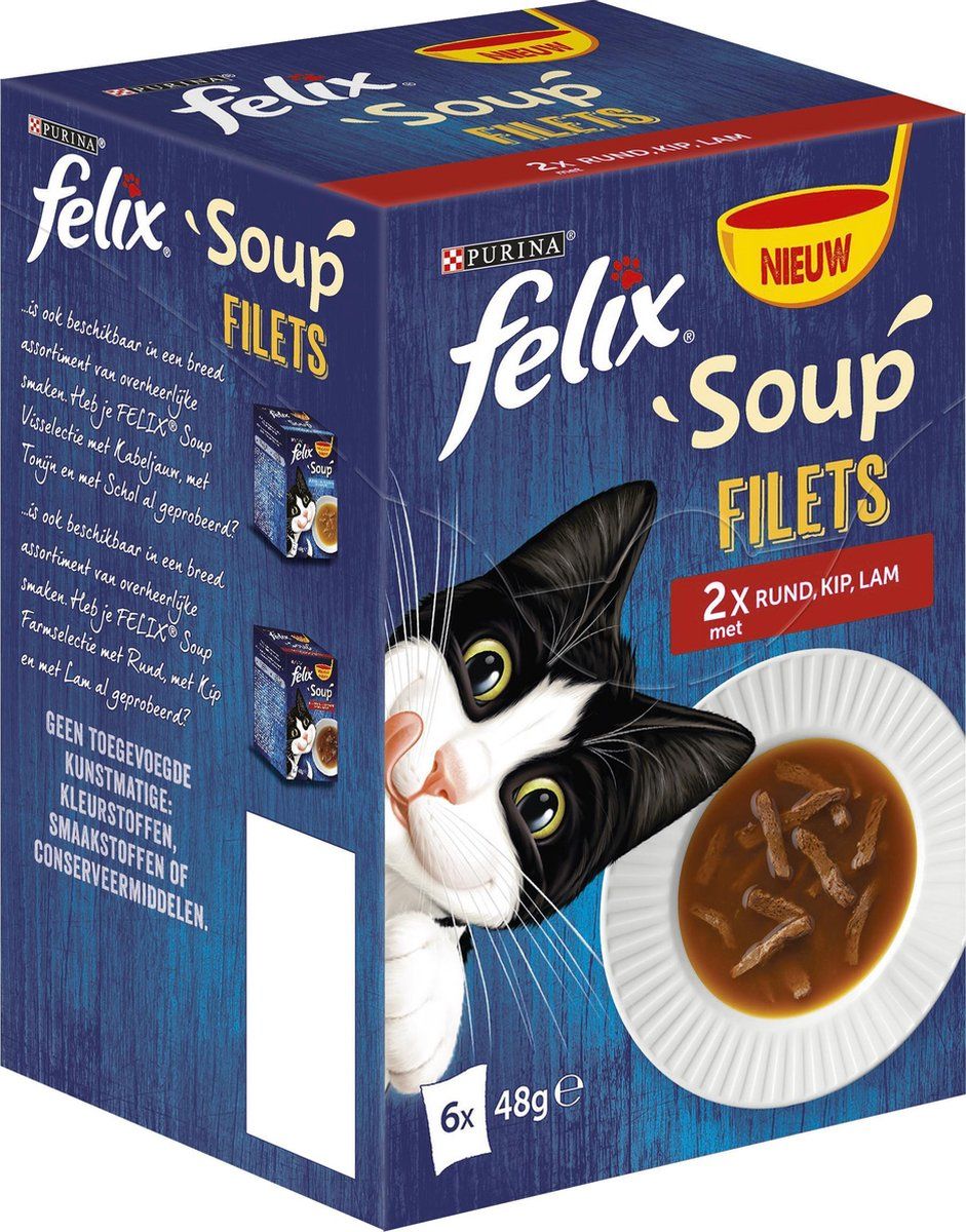 FELIX Soup Filets Rund, Kip & Lam - Kattenvoer - 24 x 48g