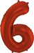 Folat Cijfer 6 Rood Metallic Mat - 86 cm