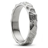sidegren New Classics | 4 mm zilverkleurige roestvrijstalen ring met rustieke afwerking