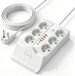Multiprise 6 prises - 6 USB - Chargeur sans fil - Multiprise avec interrupteur - Câble d'extension 5 m - 250 V/10 A - 2500 W