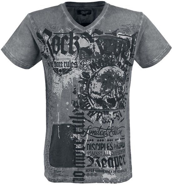 Rock Rebel by EMP Grijs t-shirt met rotsachtige all-over print - Heren - XL