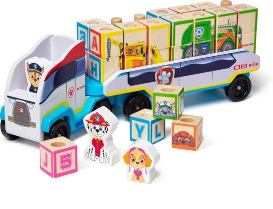 MELISSA & DOUG PAW Patrol Houten vrachtwagen met ABC-blokken (33-delig)