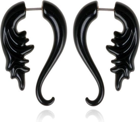 LGT JWLS Lookinggoodtoday Tribal bone oorbellen Black Tail