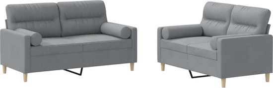 vidaXL 2-delige Loungeset met kussens stof lichtgrijs