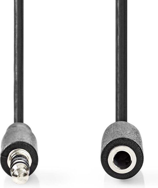 Nedis Stereo-Audiokabel - 3,5 mm Male - 3,5 mm Female - Vernikkeld - 1.00 m - Rond - Zwart
