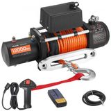 VEVOR Elektrische lier, 5400 kg, 12V DC lier voor vrachtwagens, met een synthetisch touw van 9,1 mm x 23 meter, draadloze en bedrade afstandsbediening, IP55 bescherming, geschikt voor het slepen van terreinwagens, jeeps, aanhangwagens en boten
