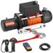 VEVOR Elektrische lier, 5400 kg, 12V DC lier voor vrachtwagens, met een synthetisch touw van 9,1 mm x 23 meter, draadloze en bedrade afstandsbediening, IP55 bescherming, geschikt voor het slepen van terreinwagens, jeeps, aanhangwagens en boten