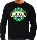 Bellatio Decorations Have fear Brazil is here sweater met sterren embleem in de kleuren van de Braziliaanse vlag - zwart - heren - Brazilie supporter / Braziliaans elftal fan trui / EK / WK / kleding S