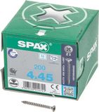 SPAX Roestvaststalen schroef, Verzonken kop, 4 x 45, Voldraad, Kruiskop Z2 - blank - 200 stuks