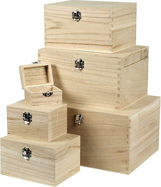 creotime Set houten dozen Keizerin boom 6 assorti