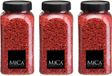 Mica Decorations pierres décoratives/granulés - 3x - 650ml - rouge