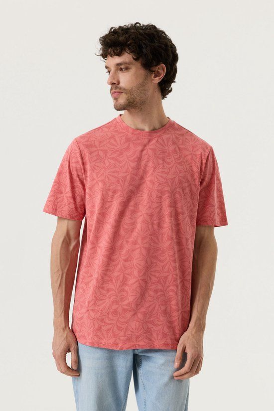 Garcia Heren Print T-shirt Roze Korte mouw XXL