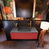Mondiaz ERIN 100cm badmeubelset onderkast Fire met 1 lade Wastafel RIDGE midden Dark grey ERIN11840