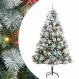 vidaXL Sapin de Noël artificiel Vert et Blanc 210 cm PVC Métal Plastique